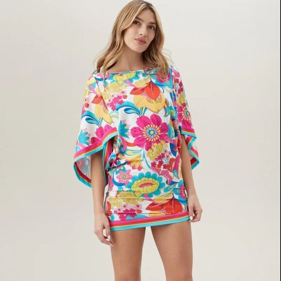 Trina Turk NWT Fontaine Dress Top Tunic Cover Up - great stretch Size L - Picture 2 of 5